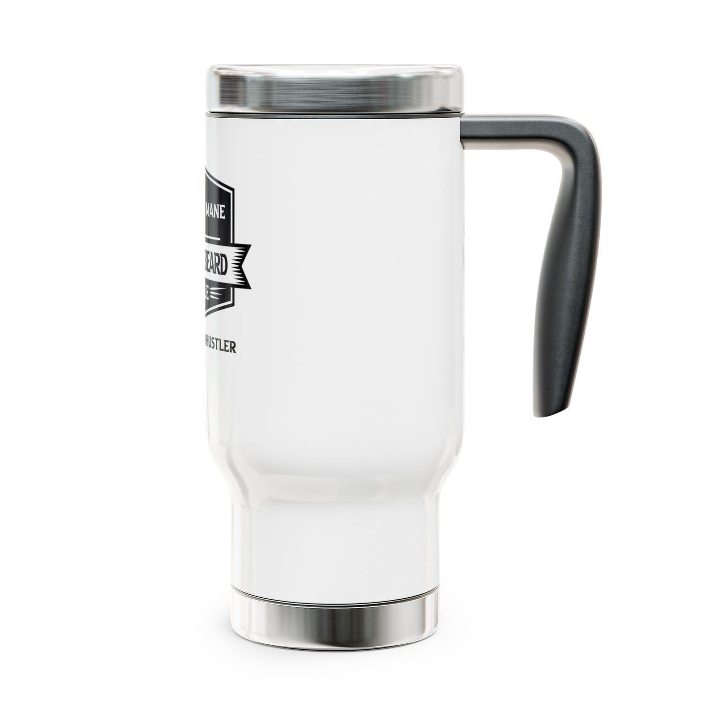 Gray Bearded Hustler Stainless Steel Travel Mug with Handle, 14oz
