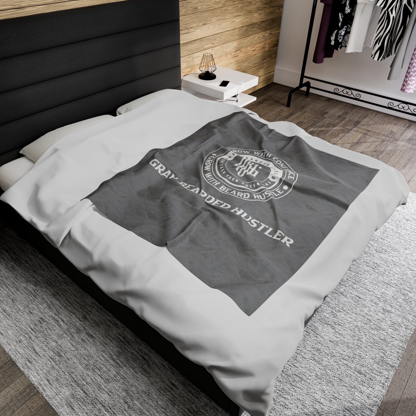 Gray Bearded Hustler Velveteen Plush Blanket
