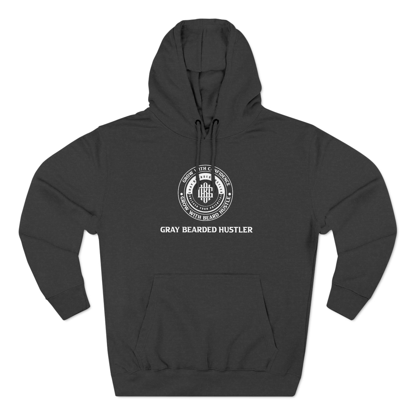 Gray Bearded Hustler Three-Panel Fleece Hoodie