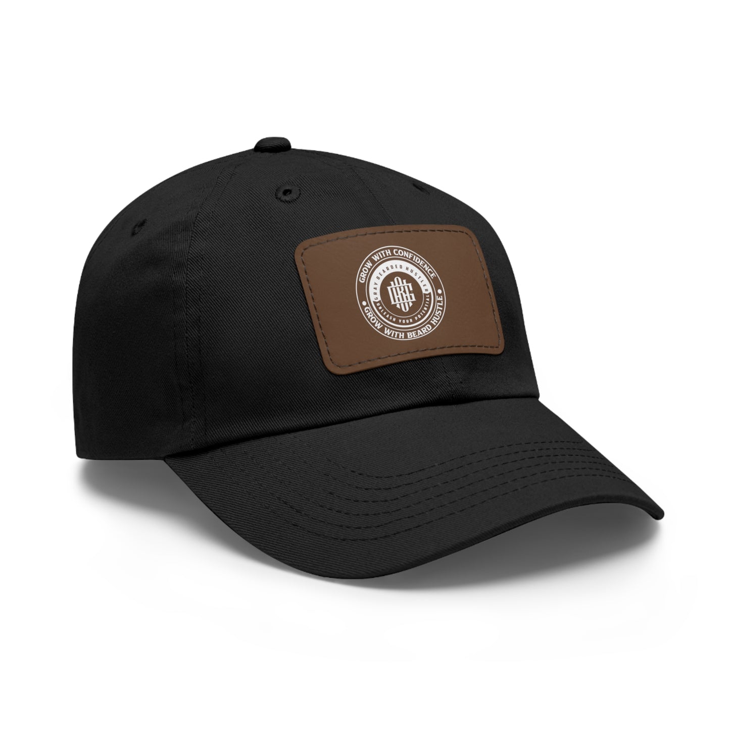Gray Bearded Hustler Stylish Dad Hat with Leather Patch - Perfect Gift for Dads & Casual Outings