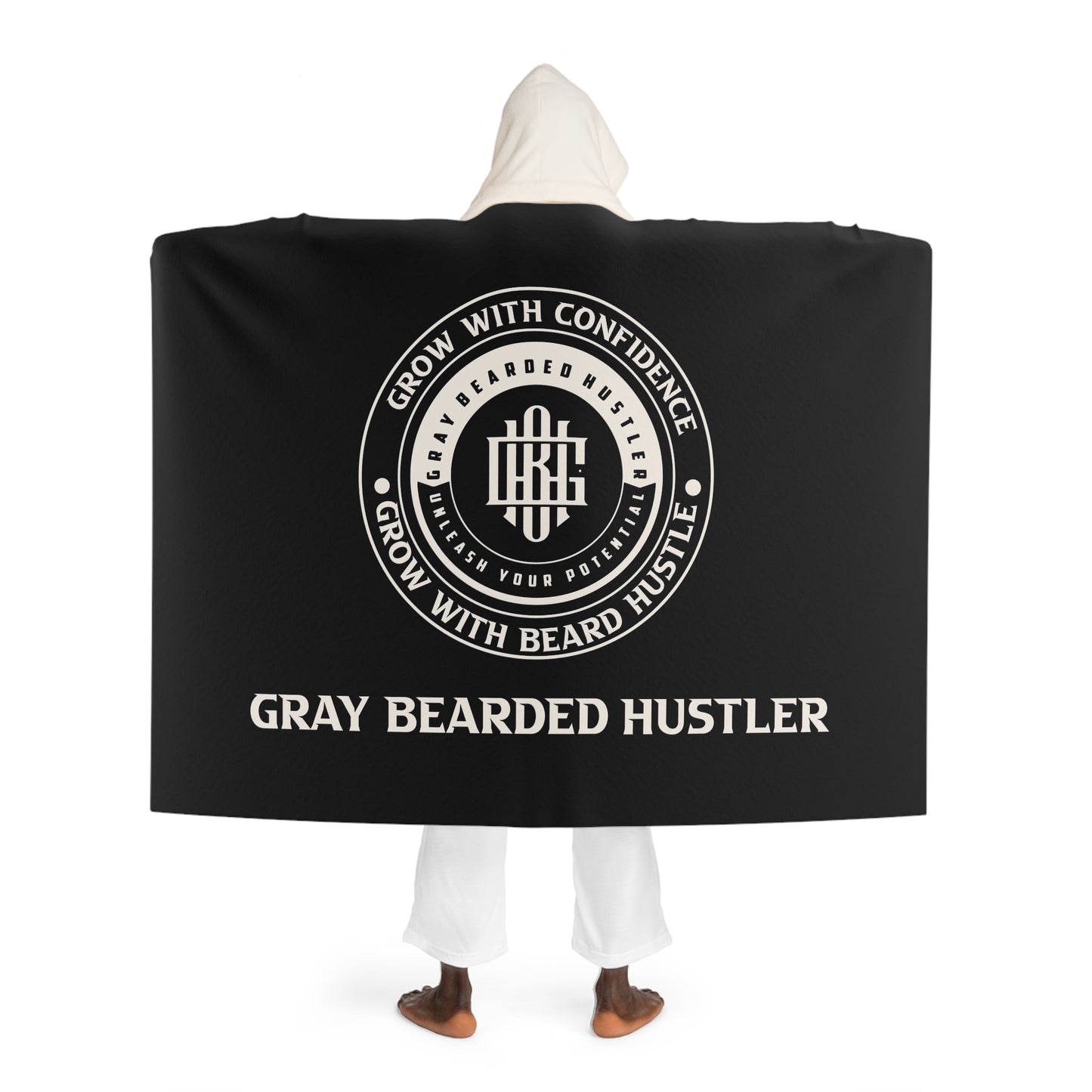 Gray Bearded Hustler Hooded Sherpa Fleece Blanket