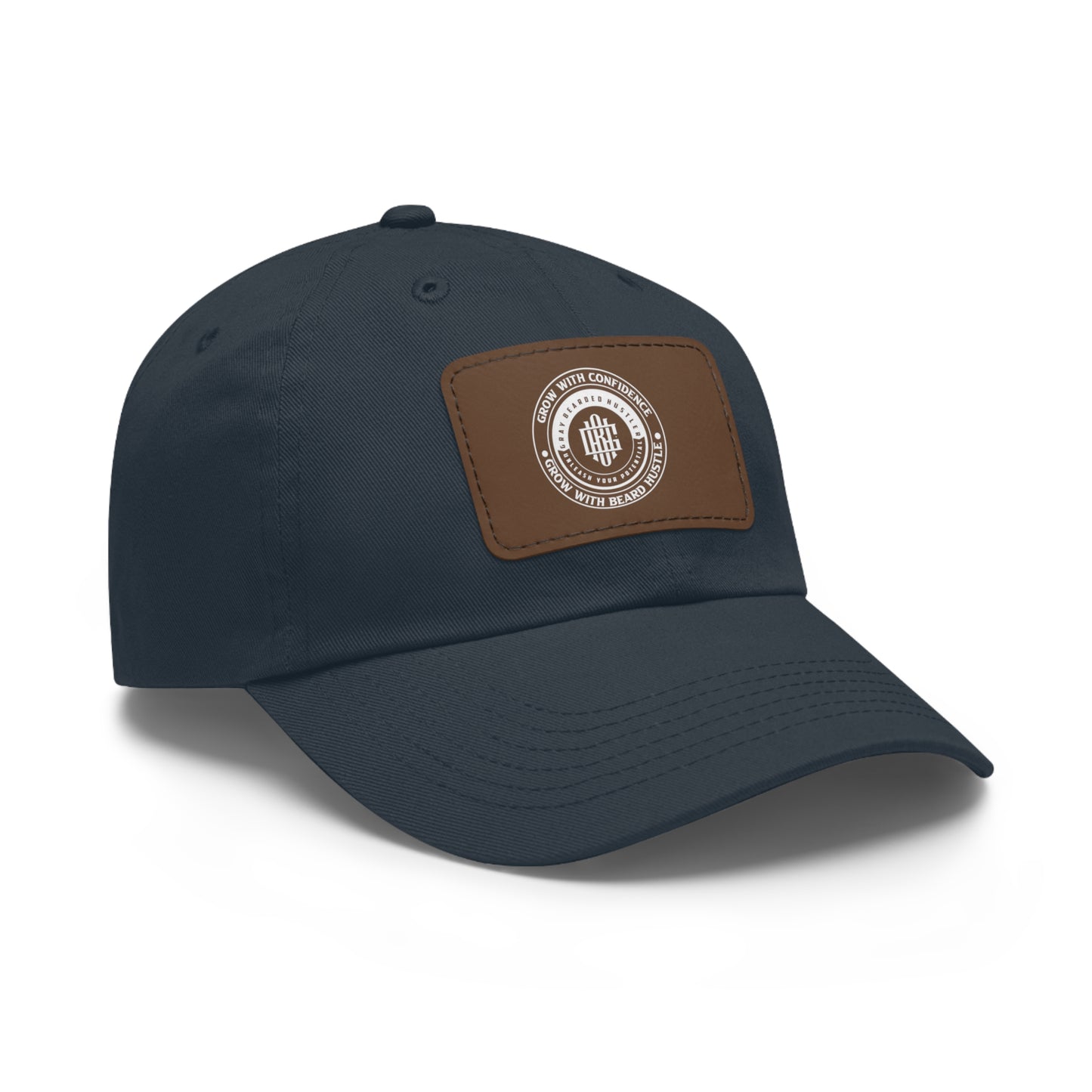 Gray Bearded Hustler Stylish Dad Hat with Leather Patch - Perfect Gift for Dads & Casual Outings