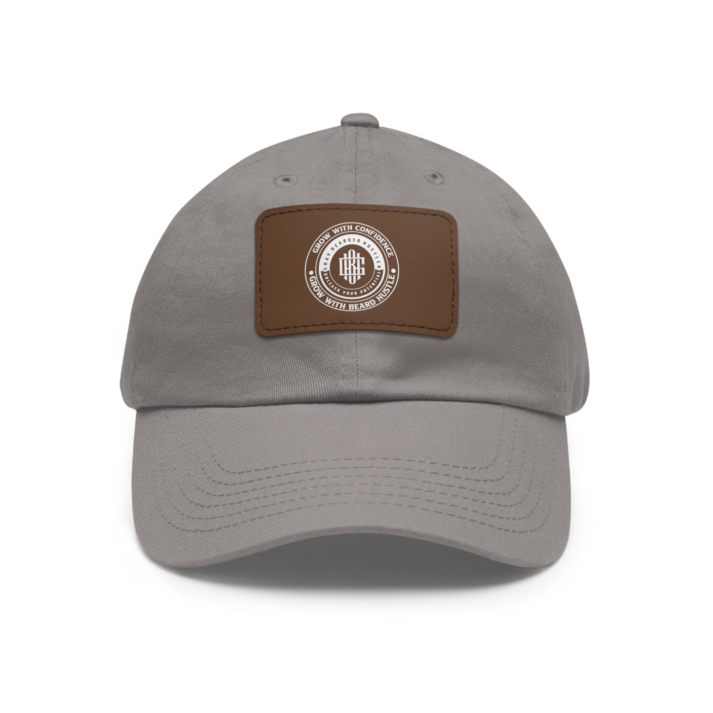 Gray Bearded Hustler Stylish Dad Hat with Leather Patch - Perfect Gift for Dads & Casual Outings