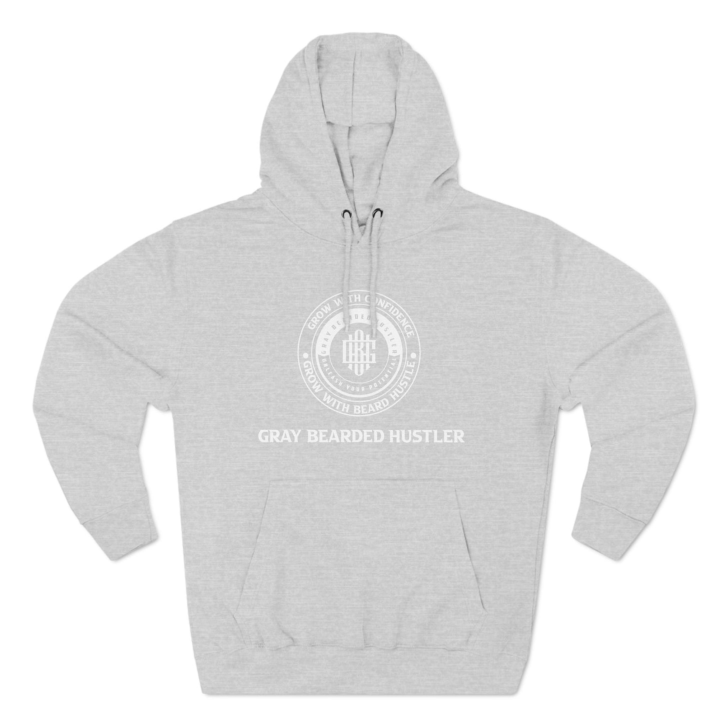 Gray Bearded Hustler Three-Panel Fleece Hoodie