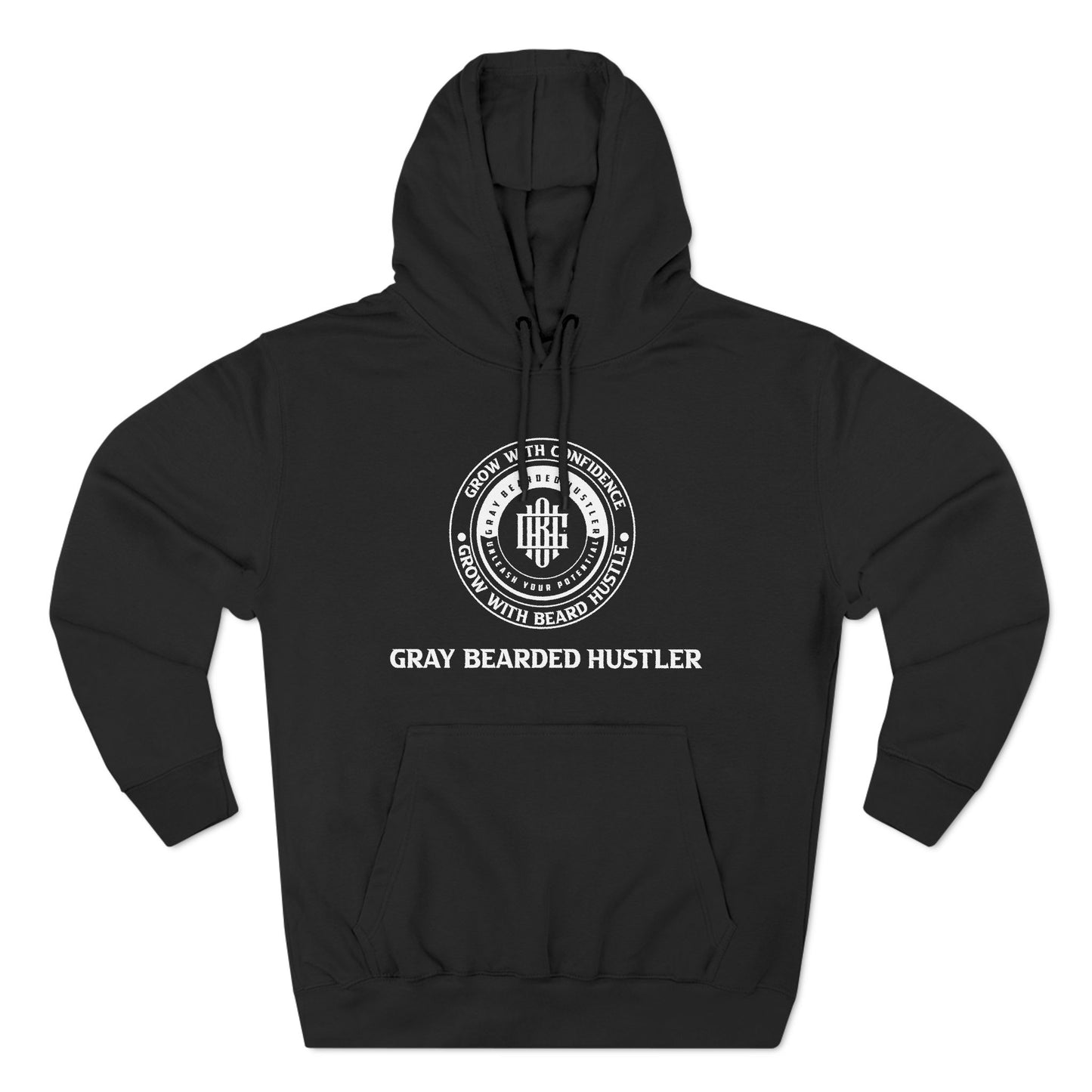 Gray Bearded Hustler Three-Panel Fleece Hoodie