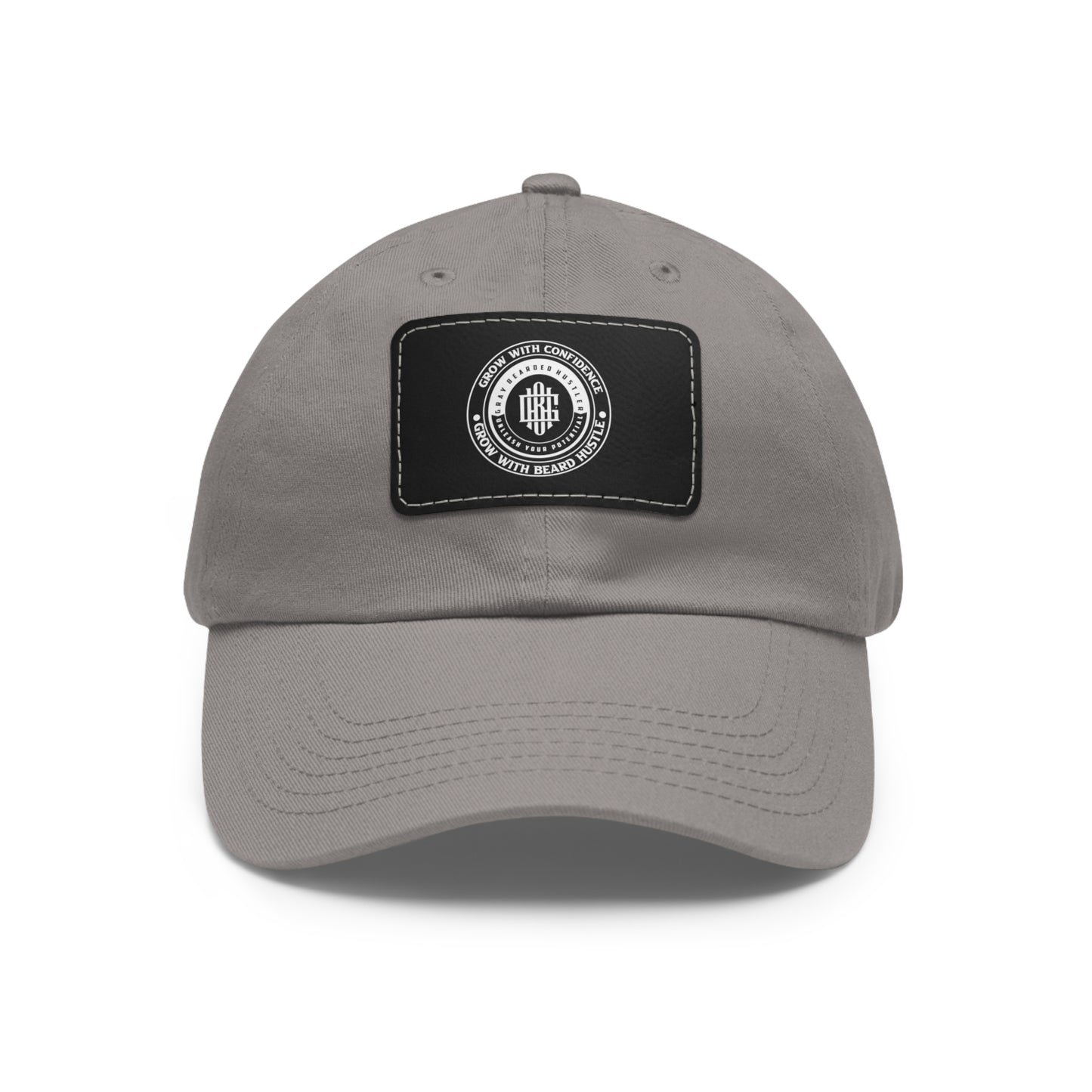 Gray Bearded Hustler Stylish Dad Hat with Leather Patch - Perfect Gift for Dads & Casual Outings