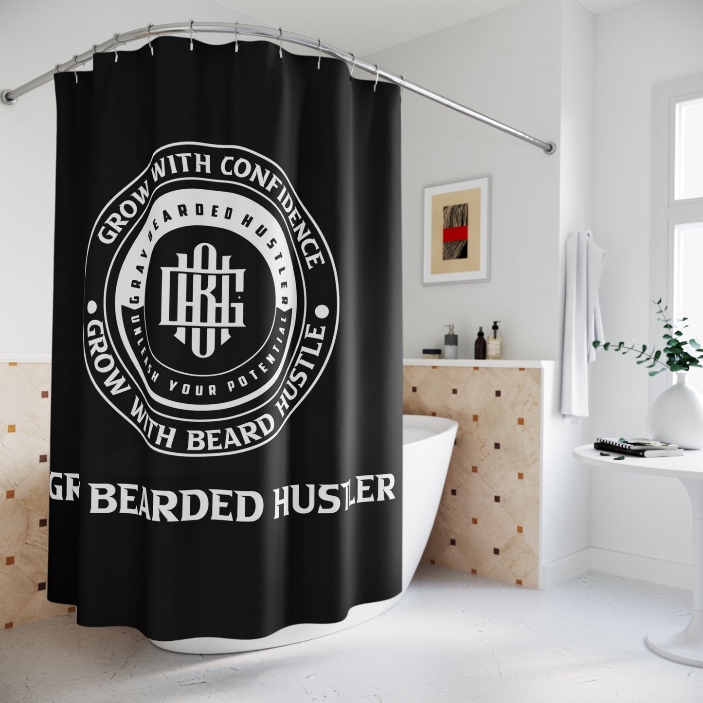 Gray Bearded HustlerShower Curtains