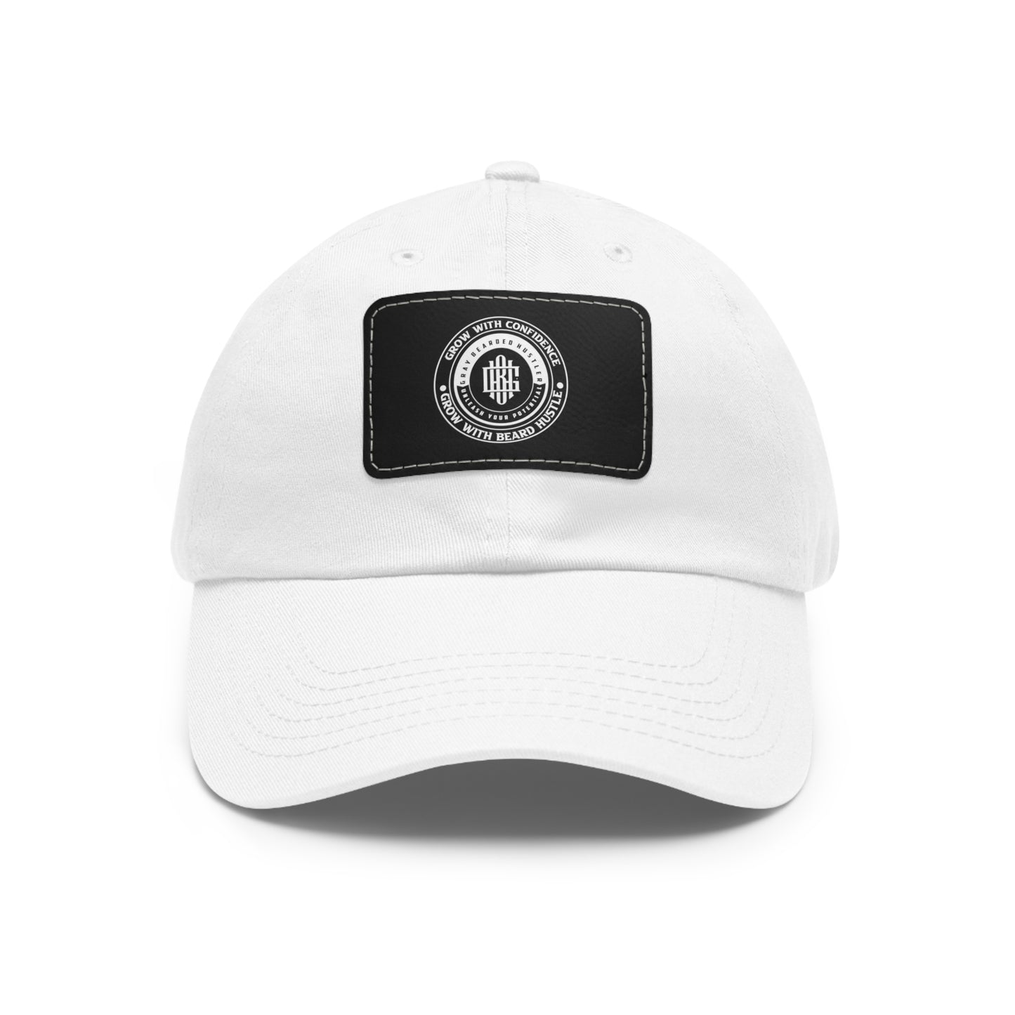 Gray Bearded Hustler Stylish Dad Hat with Leather Patch - Perfect Gift for Dads & Casual Outings
