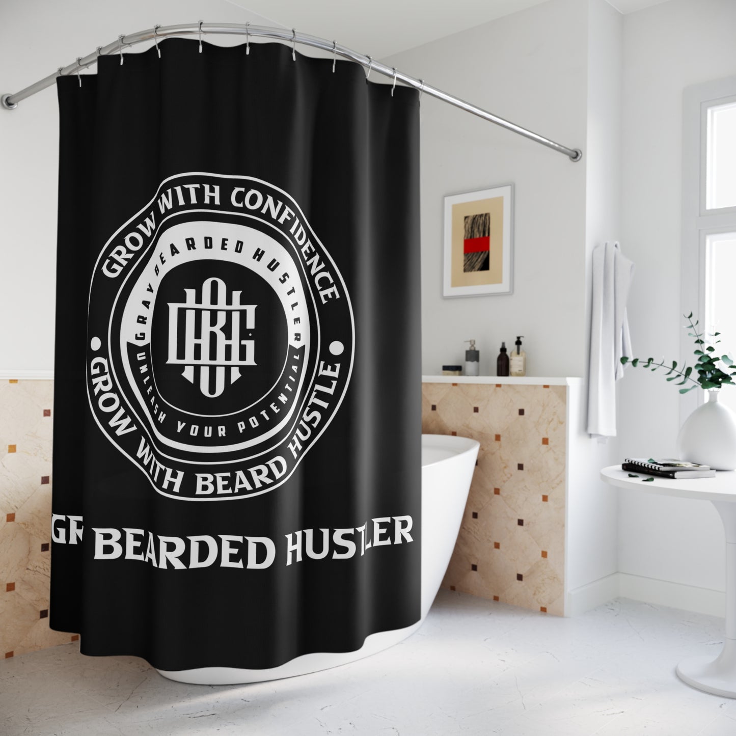Gray Bearded Hustler Shower Curtains