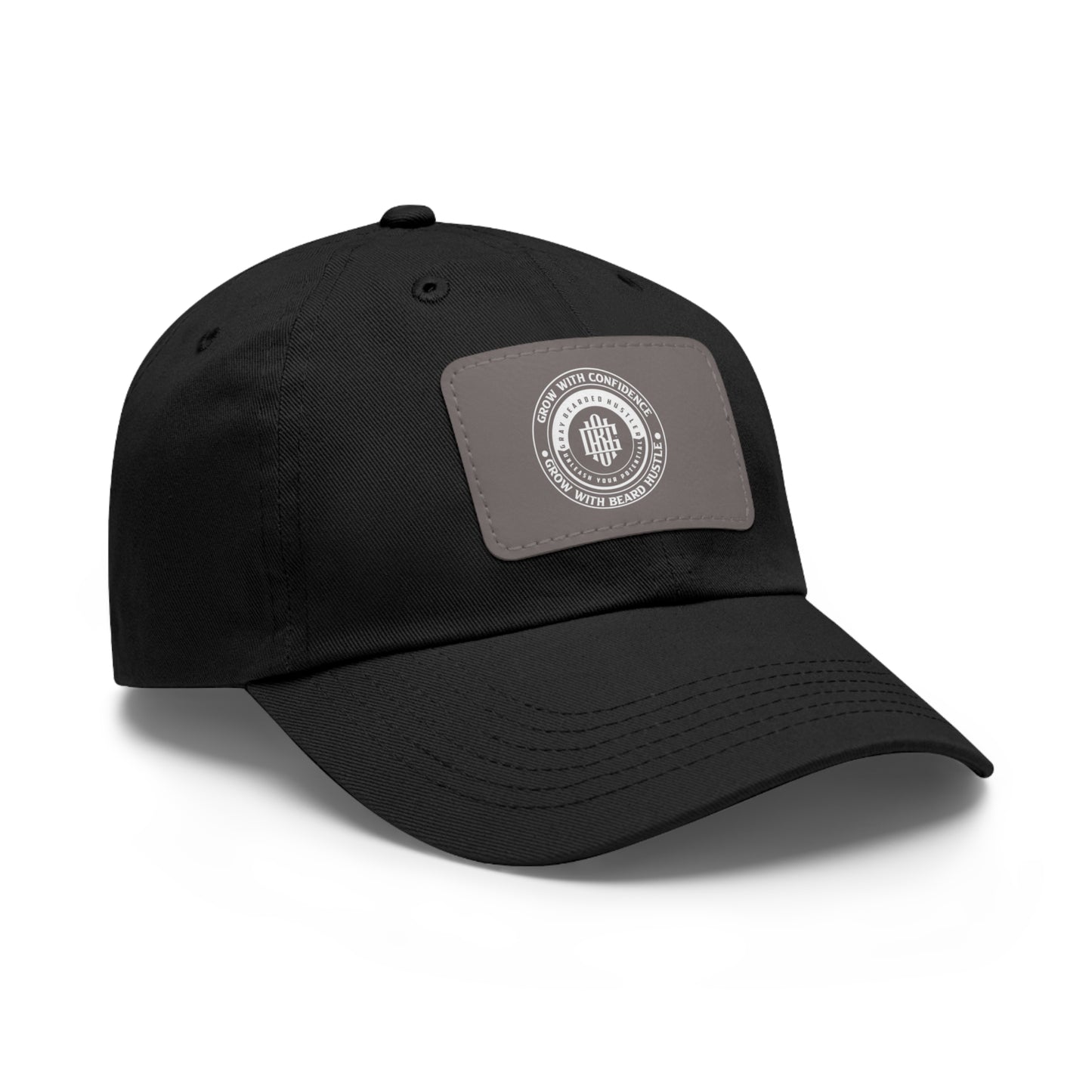 Gray Bearded Hustler Stylish Dad Hat with Leather Patch - Perfect Gift for Dads & Casual Outings