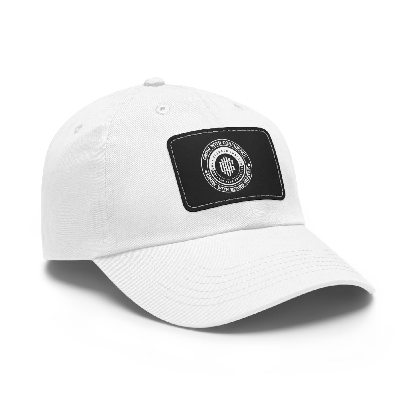 Gray Bearded Hustler Stylish Dad Hat with Leather Patch - Perfect Gift for Dads & Casual Outings