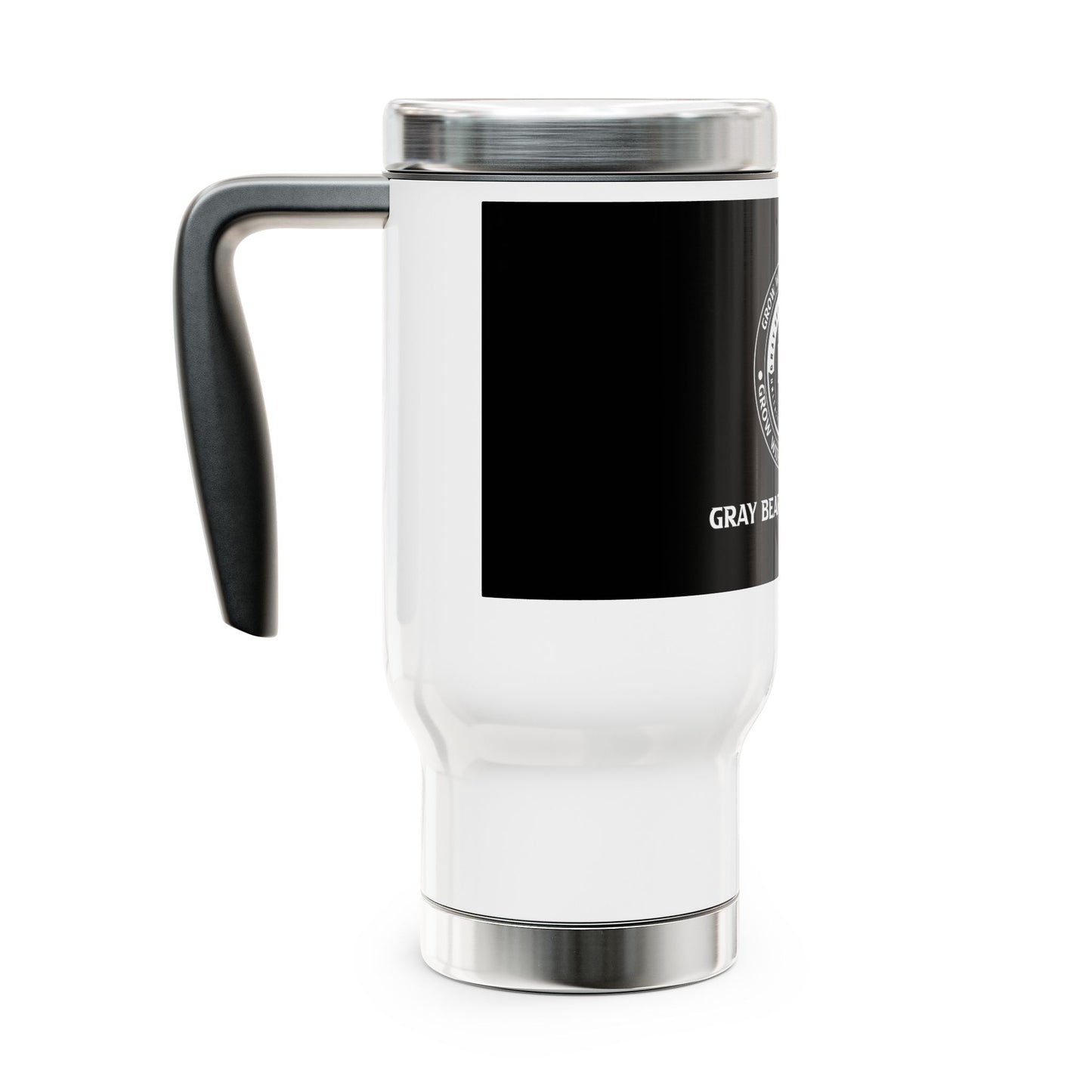 Gray Bearded Hustler Stainless Steel Travel Mug with Handle, 14oz