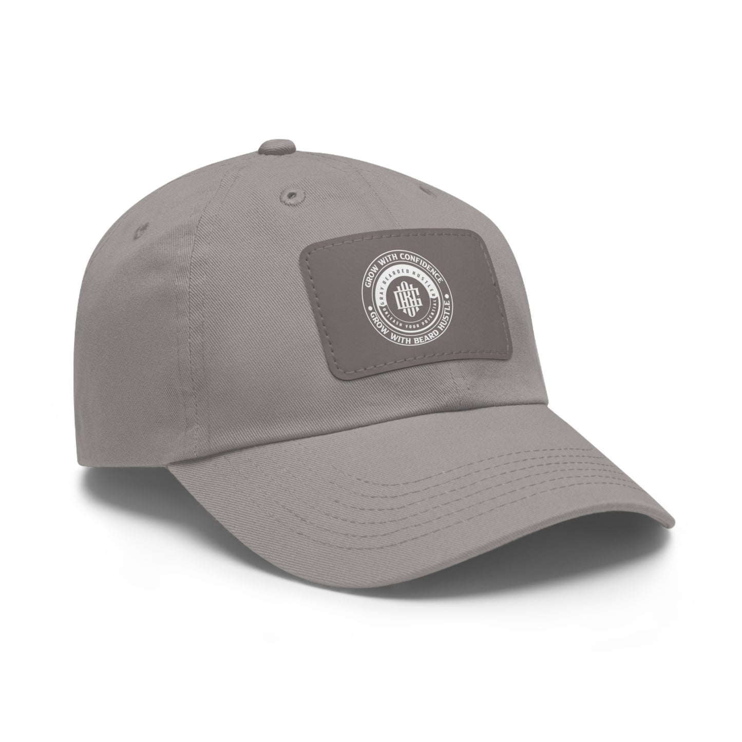 Gray Bearded Hustler Stylish Dad Hat with Leather Patch - Perfect Gift for Dads & Casual Outings