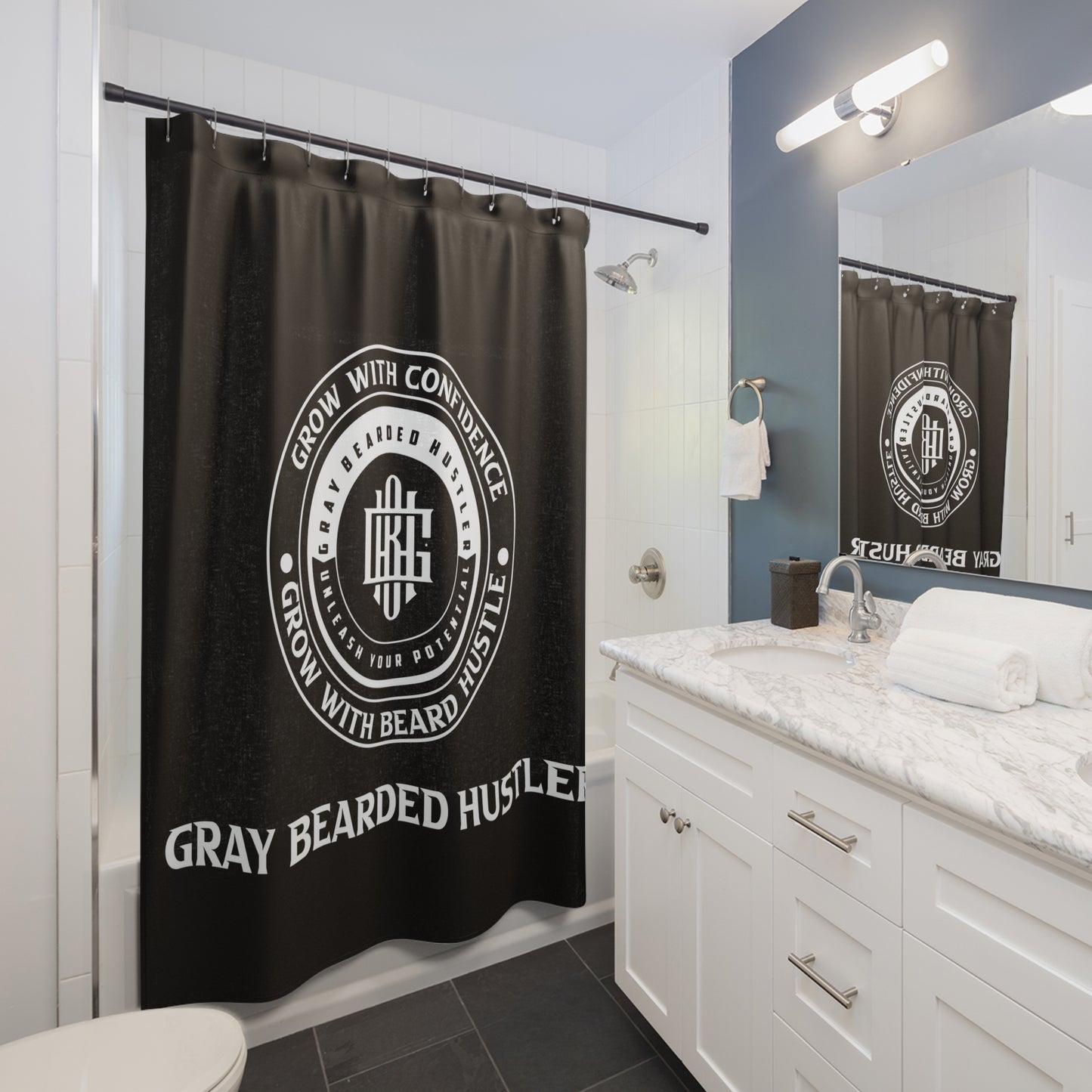 Gray Bearded Hustler Shower Curtains