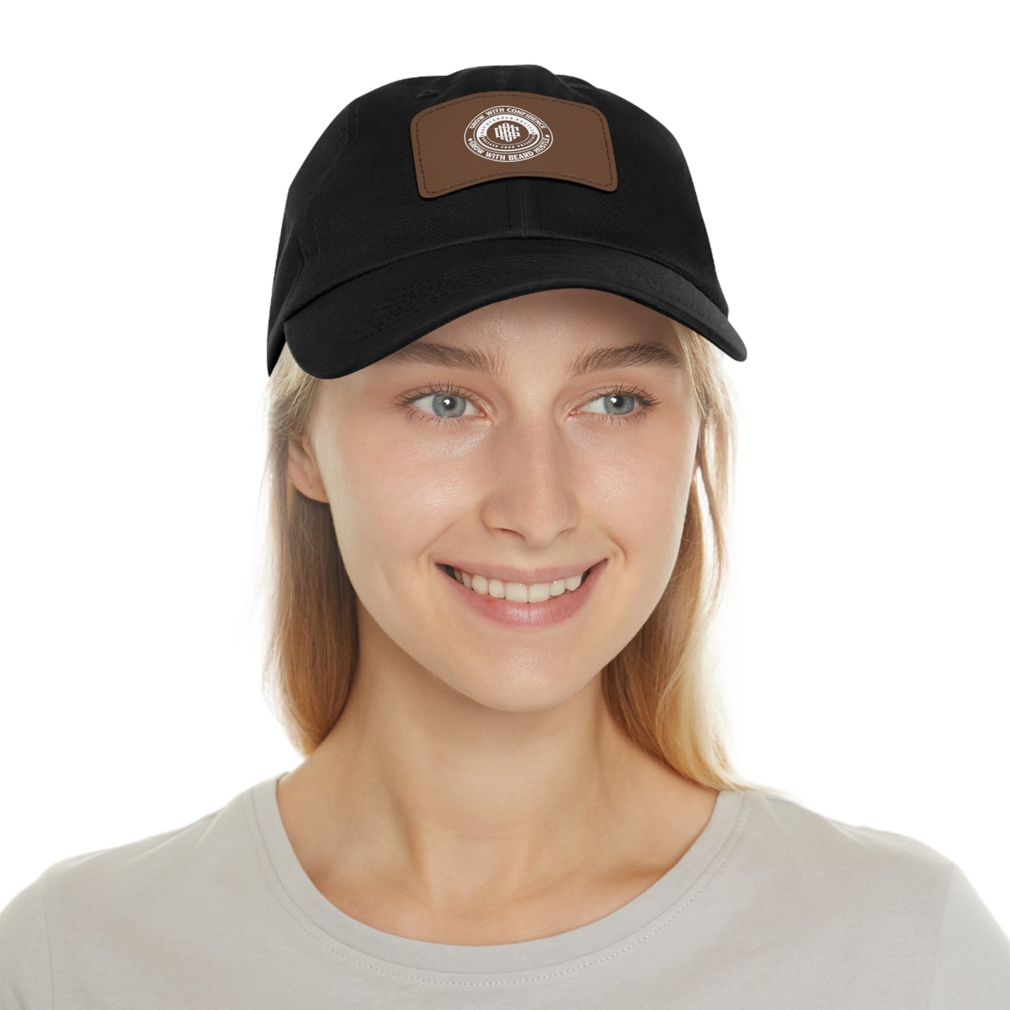 Gray Bearded Hustler Stylish Dad Hat with Leather Patch - Perfect Gift for Dads & Casual Outings