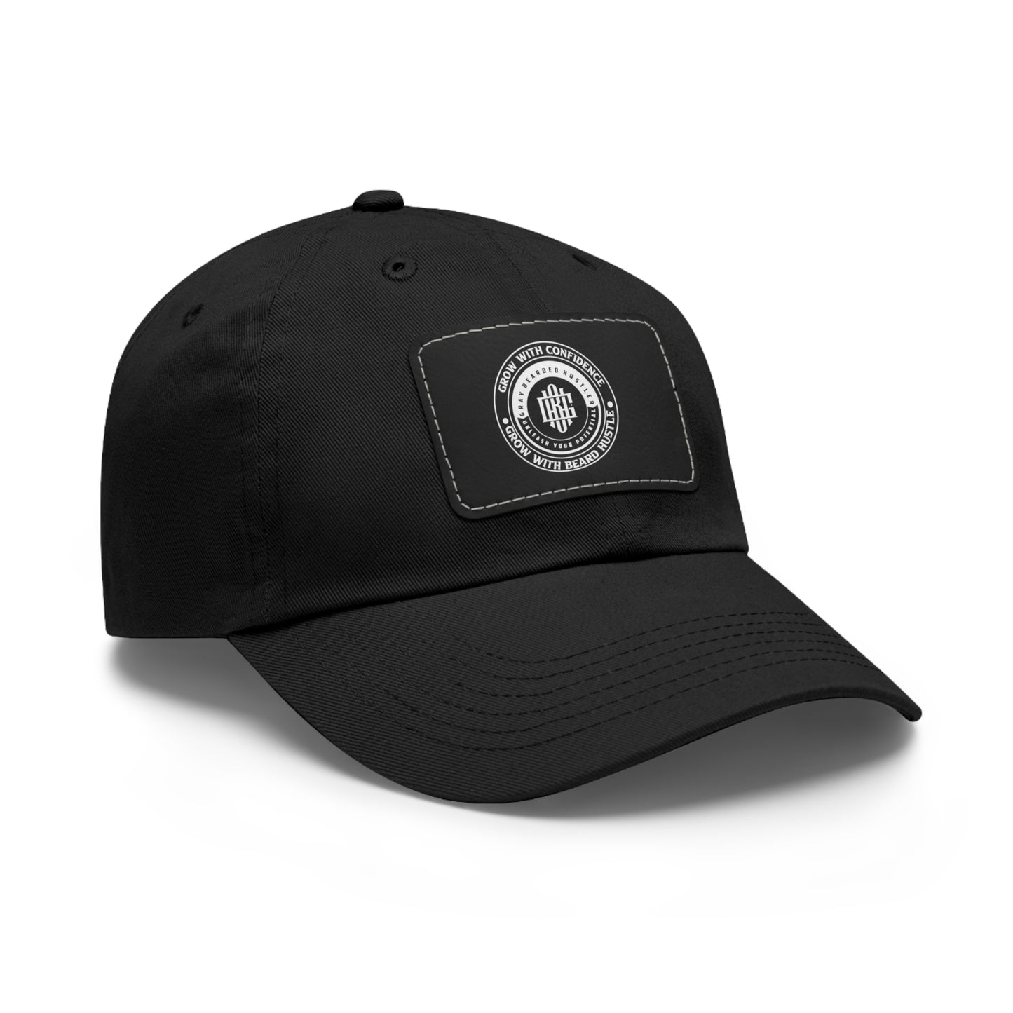 Gray Bearded Hustler Stylish Dad Hat with Leather Patch - Perfect Gift for Dads & Casual Outings