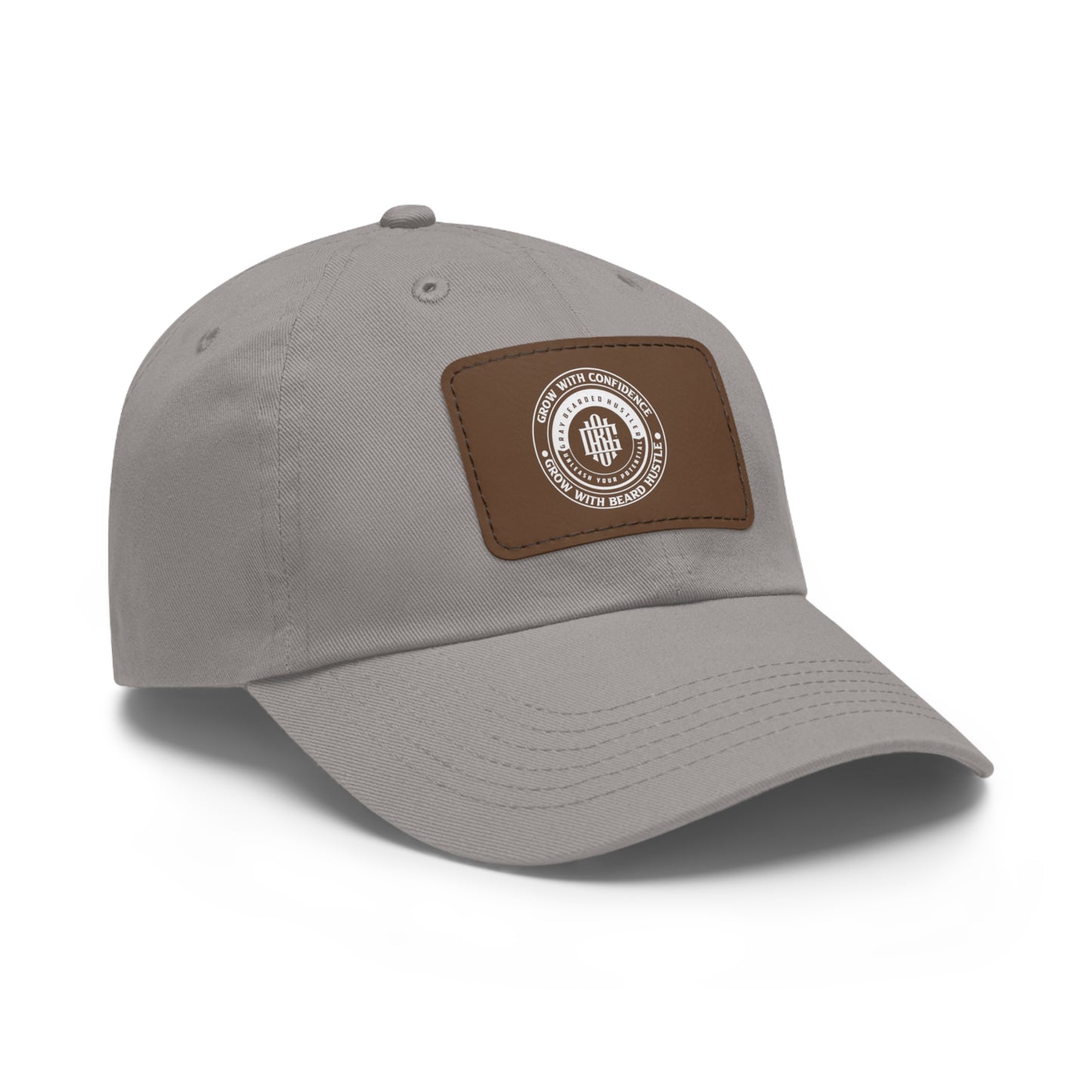 Gray Bearded Hustler Stylish Dad Hat with Leather Patch - Perfect Gift for Dads & Casual Outings