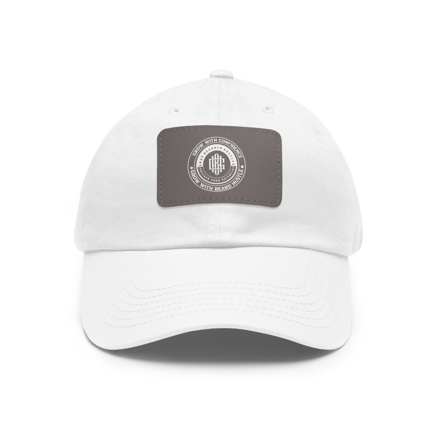 Gray Bearded Hustler Stylish Dad Hat with Leather Patch - Perfect Gift for Dads & Casual Outings