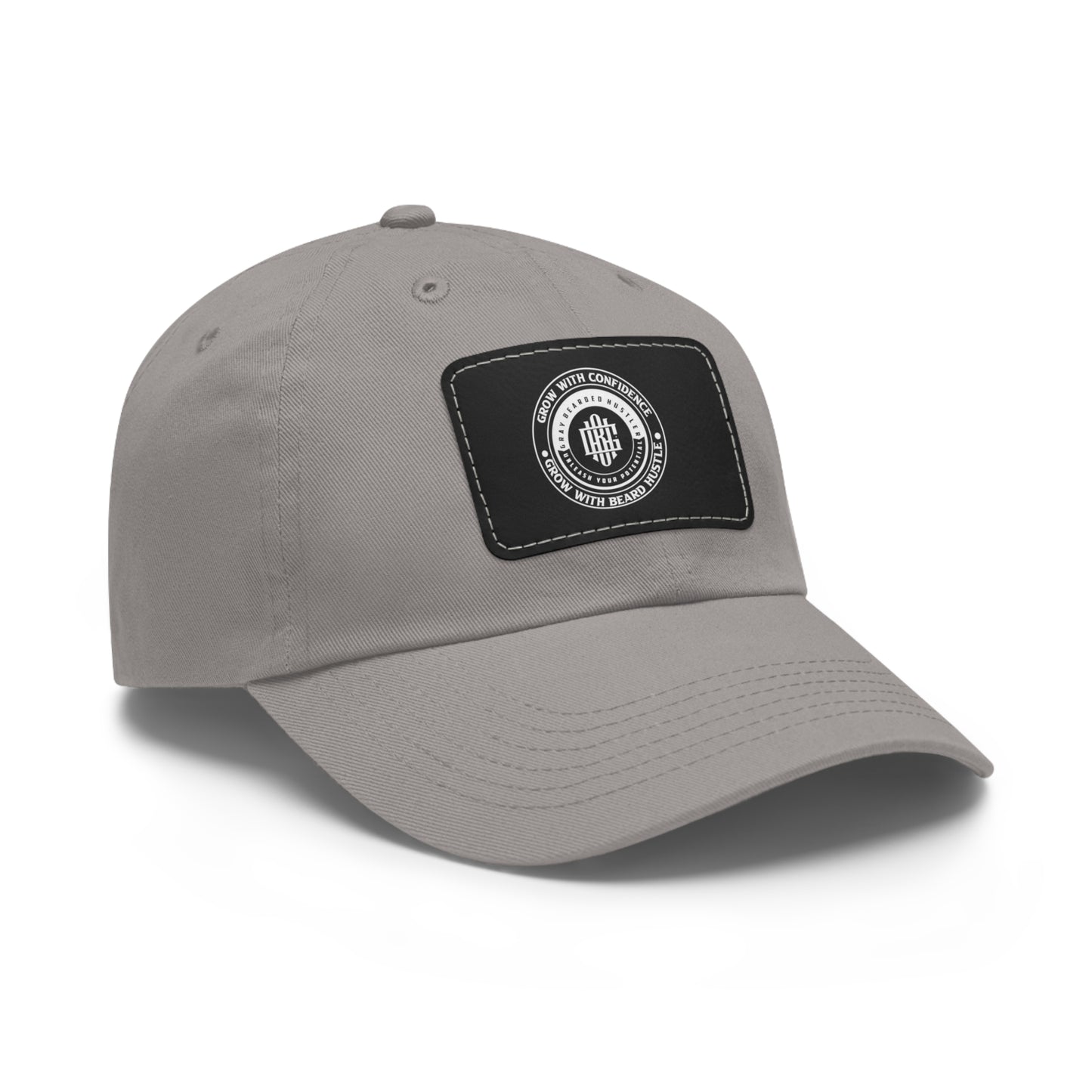 Gray Bearded Hustler Stylish Dad Hat with Leather Patch - Perfect Gift for Dads & Casual Outings