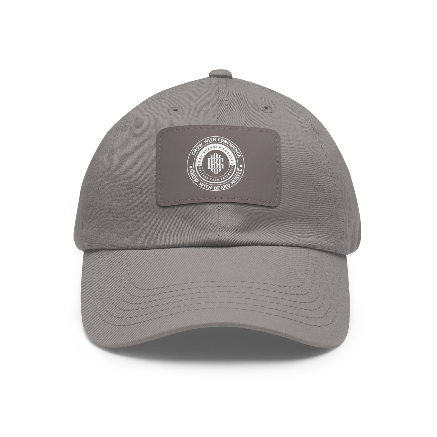 Gray Bearded Hustler Stylish Dad Hat with Leather Patch - Perfect Gift for Dads & Casual Outings
