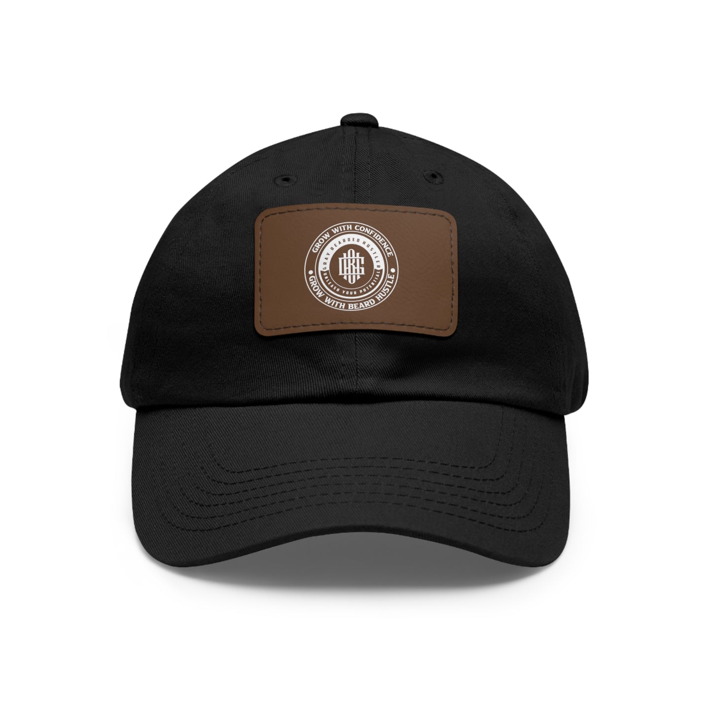 Gray Bearded Hustler Stylish Dad Hat with Leather Patch - Perfect Gift for Dads & Casual Outings