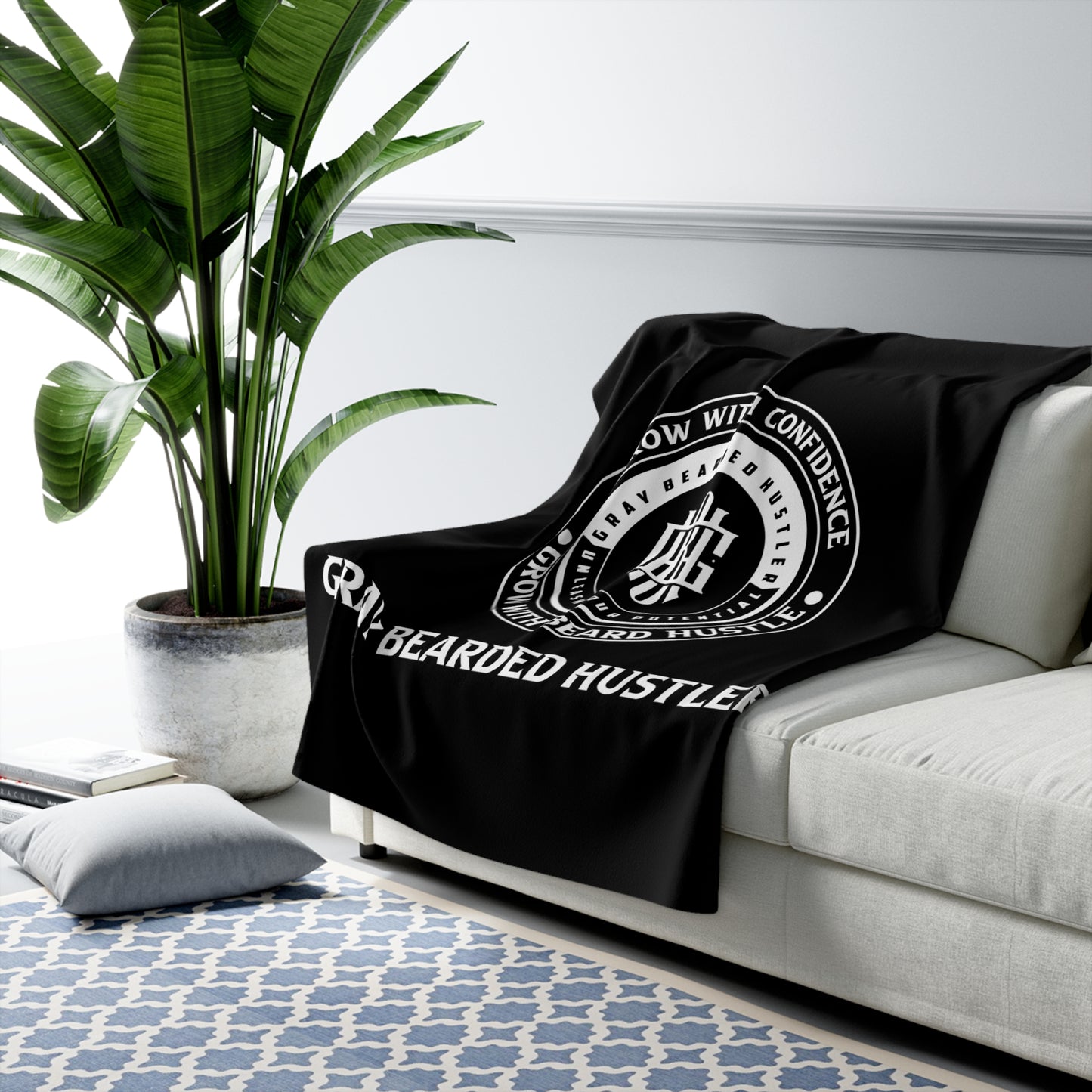 Gray Bearded Hustler Sherpa Fleece Blanket