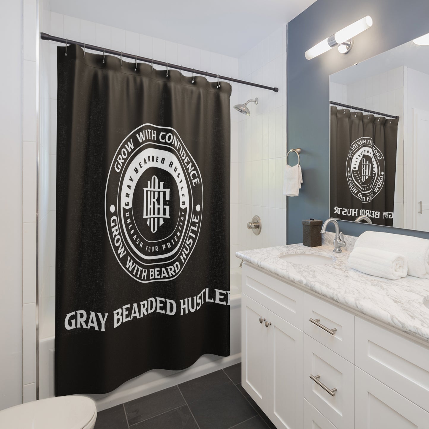 Gray Bearded HustlerShower Curtains